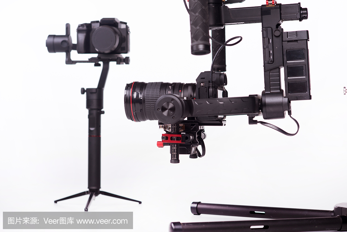 系统稳定摄像机和镜头的稳定设备支持,如框架稳定或稳定。白色背景